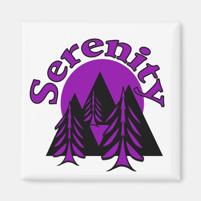 Serenity Quote Modern Black Lila Måne Träd Magnet (Framsidan)