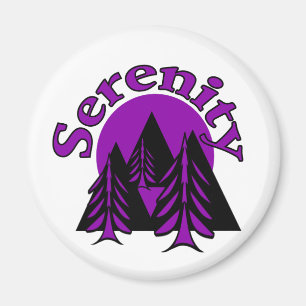 Serenity Quote Modern Black Lila Måne Träd Magnet