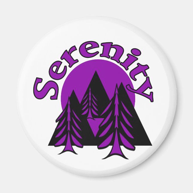 Serenity Quote Modern Black Lila Måne Träd Magnet (Framsidan)