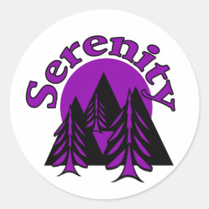 Serenity Quote Modern Black Lila Måne Träd Runt Klistermärke