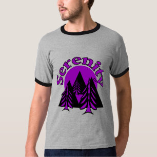 Serenity Quote Modern Black Lila Måne Träd Tee