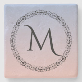 Serenity Ro Quartz Blue Rosa Ombre Monogram Stenunderlägg