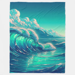 "Serenity-Sjölandskapet: Ocean's Embrace" Fleecefilt