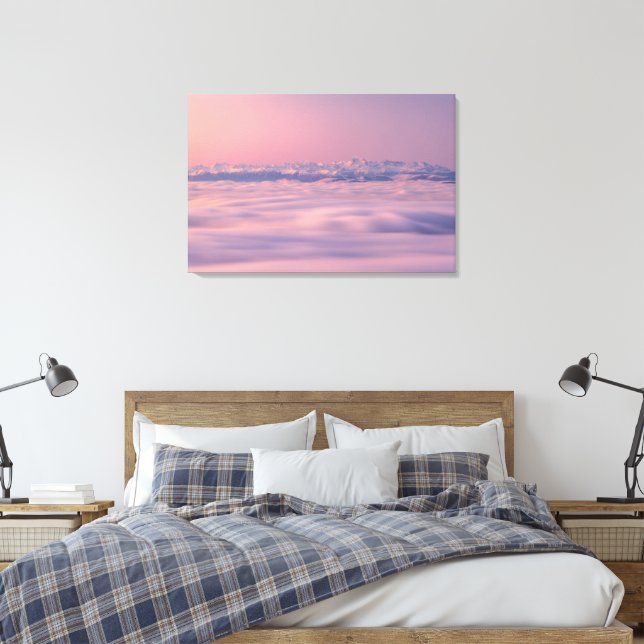Serenity sunset Berg Triglav misty moln Canvastryck (Insitu (sovrum))