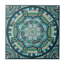Serenity Tile - Blues and Grönts Kakelplatta
