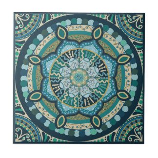 Serenity Tile - Blues and Grönts Kakelplatta