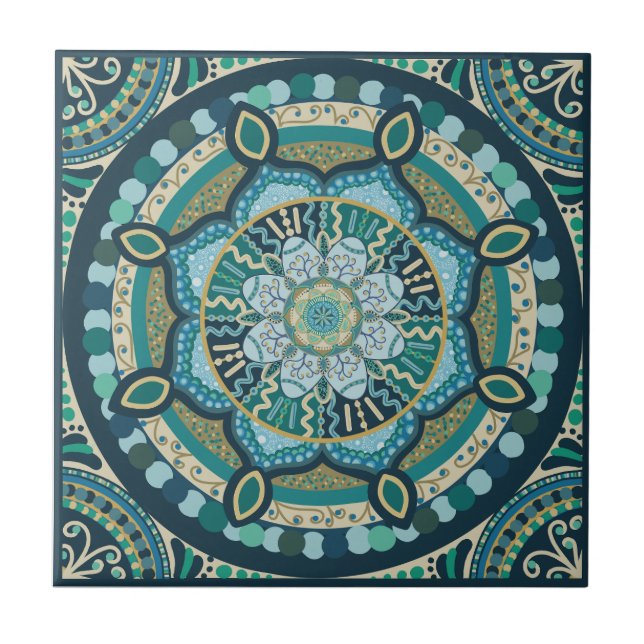 Serenity Tile - Blues and Grönts Kakelplatta (Framsidan)