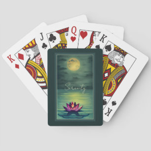 Serenity - vacker Lotus Flower och en hel måne Casinokort
