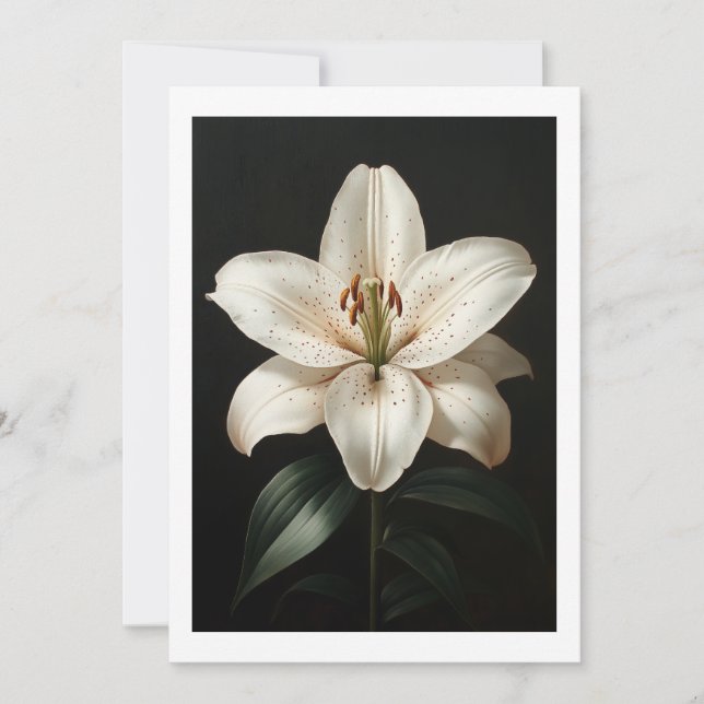 Serenity White Lily - Elegant Blommigt Tribute Inbjudningar (Framsida)