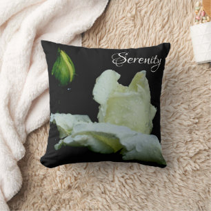 Serenity White Rosenknopp Inspirational Ord Kudde
