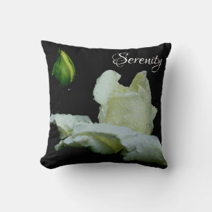 Serenity White Rosenknopp Inspirational Ord Kudde