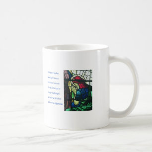 Serenitybön och man som ber i målat glass kaffemugg