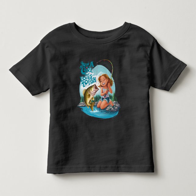 Serenitys Catch: Girl Fishing on a Sten T Shirt (Framsida)