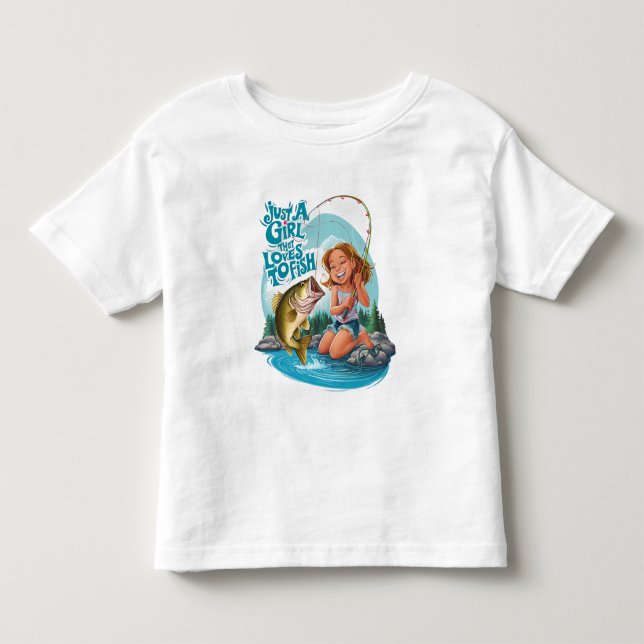 Serenitys Catch: Girl Fishing on a Sten T Shirt (Framsida)