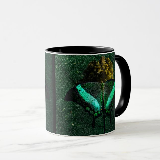 Sereno Oliva Moderno Borboleta Natureza Mugg (Framsida höger)
