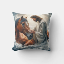 Serenscenen i kompassion med Jesus och Horse Kudde