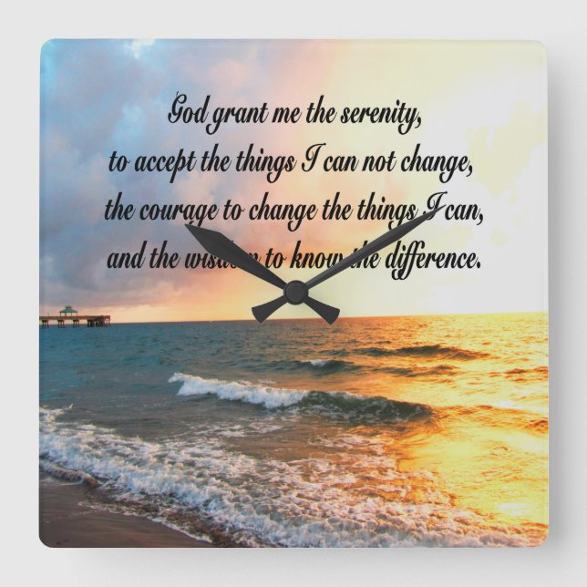 SERENSERENHET PRAYER SUNRISE PHOTO DESIGN FYRKANTIG KLOCKA (Framsida)