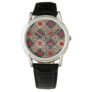 SERESHKI-SAMLINGEN steg & LeopardklockaBLK 34mm Armbandsur