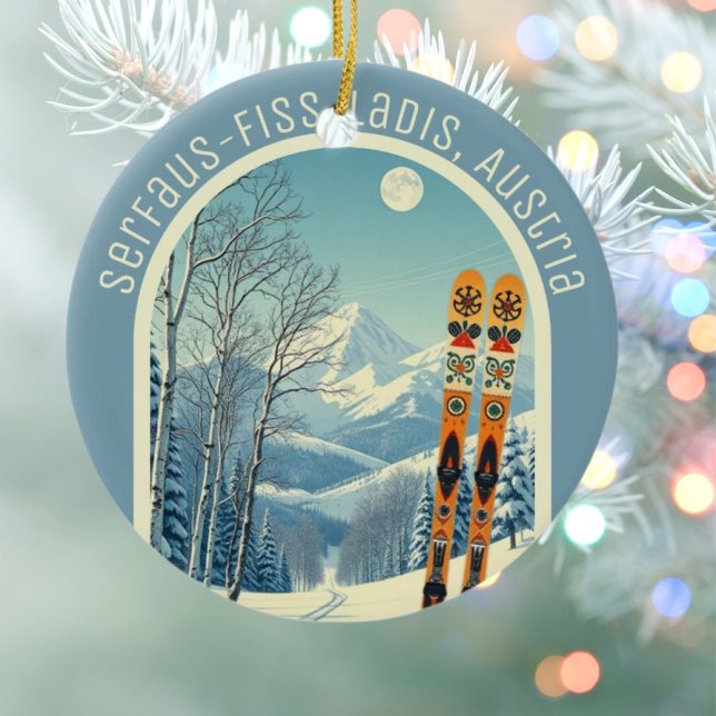 Serfaus‑Fiss‑Ladis Austria ski vacation souvenir  Julgransprydnad Keramik (Skapare uppladdad)