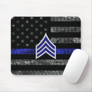 Sergeant Rand Thin Blue Line Distress Flagga Musmatta