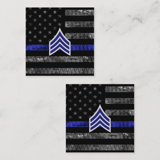 Sergeant Rand Thin Blue Line Distress Flagga Rabattkort (Fram/baksida)