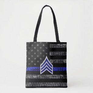 Sergeant Rand Thin Blue Line Distress Flagga Tygkasse