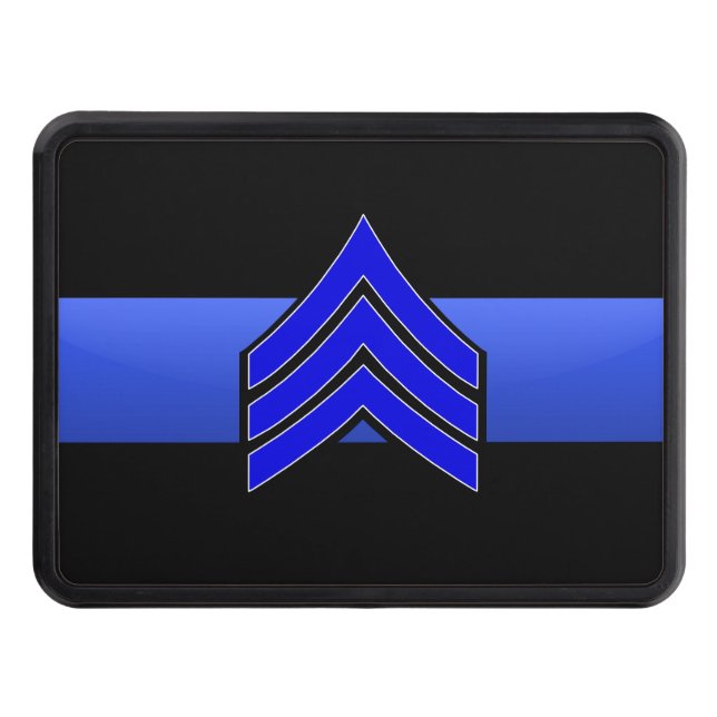 Sergeant Rank- Thin Blue Line Hitch Cover Dragkroksskydd (Framsidan)