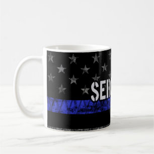 Sergeant Thin Blue Line Distress Flagga Kaffemugg