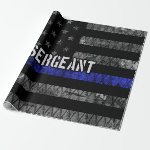 Sergeant Thin Blue Line Distress Flagga Presentpapper