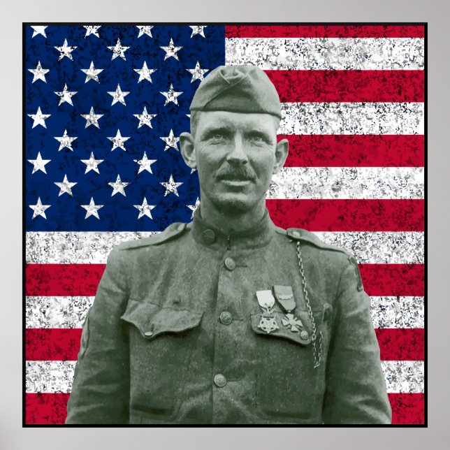 Sergeant York och American Flagga - Gräns Poster (Framsidan)