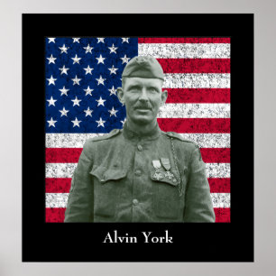 Sergeant York och American Flagga Poster