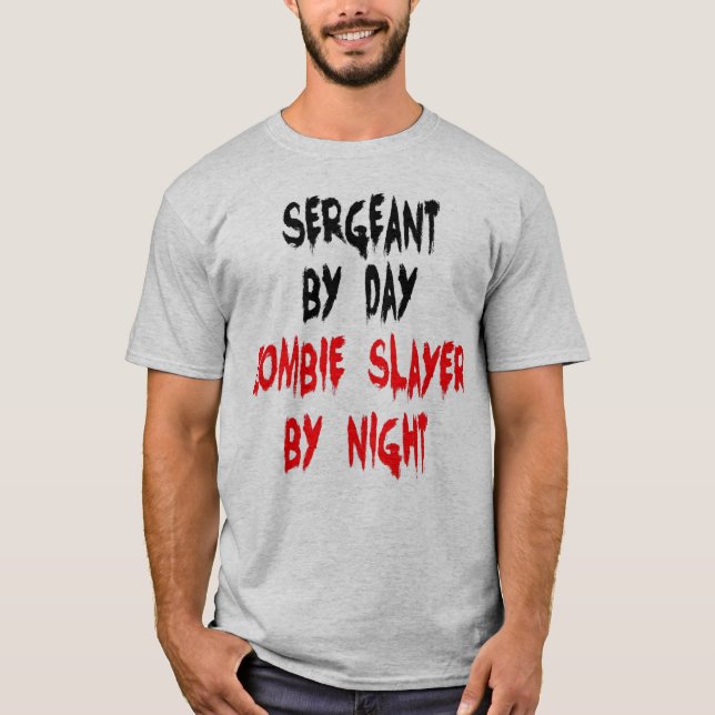 Sergeant Zombie Joke T Shirt (Framsida)