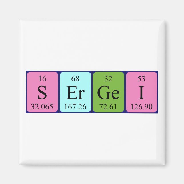 Sergei periodiskt bord namn magnet (Framsidan)