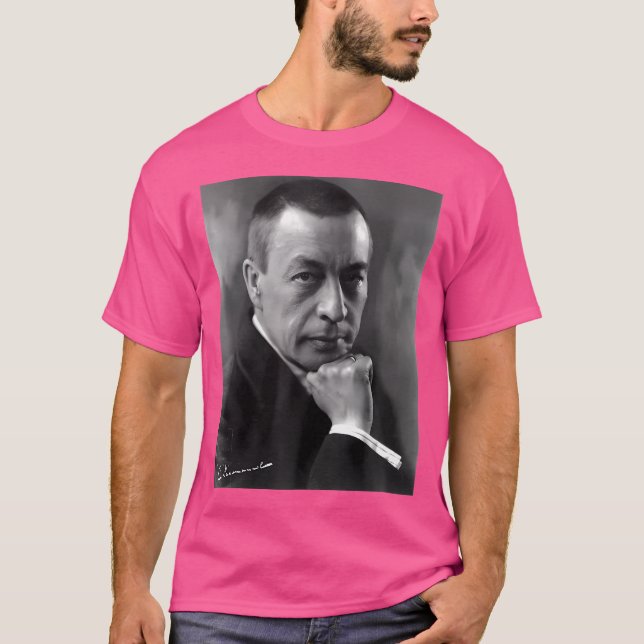 Sergei Rachmaninoff Composer Porträtt med Autogra T Shirt (Framsida)