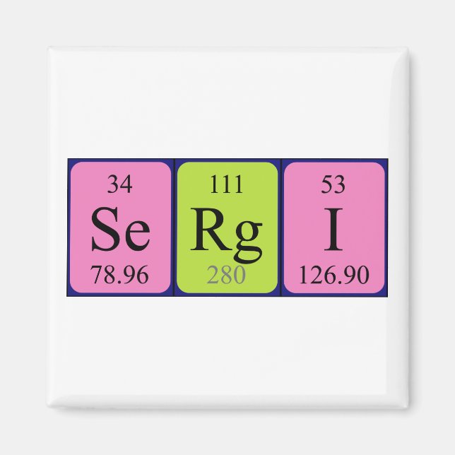 Sergi Periodisk bord namn magnet (Framsidan)