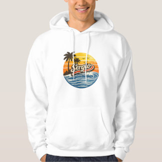 Sergio Retro Solnedgång Namn Design Hoodie