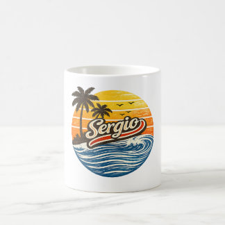 Sergio Retro Solnedgång Namn Design Kaffemugg
