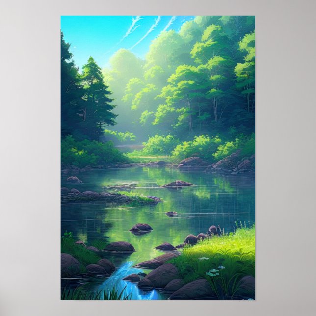 Sergranat från Sommaren, floden i Grönt Forest Poster (Framsidan)