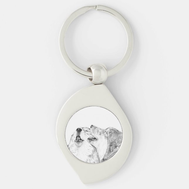 Sergranat Swirl Silverfärgad Nyckelring (Framsidan)