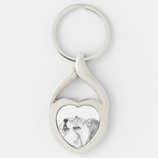 Sergranat Twisted Heart Silverfärgad Nyckelring (Framsidan)