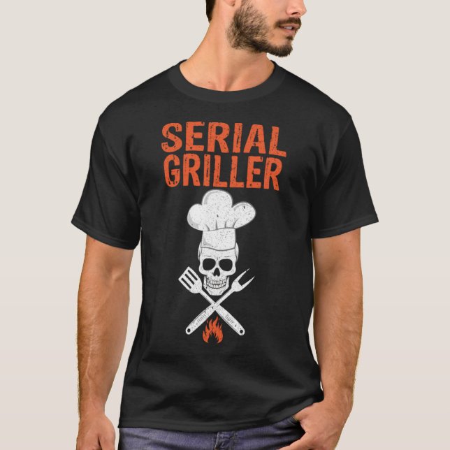 Serial Griller Barbecue Master Grill T Shirt (Framsida)