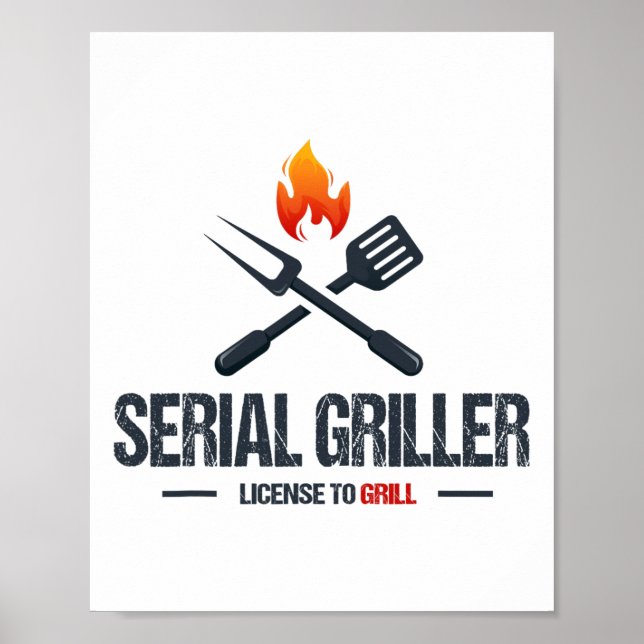Serial Griller Bbq Smoker Grillmaster Funny Grill Poster (Framsidan)