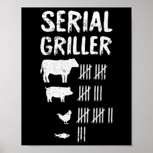 Serial Griller Fars dag Funny Grilling Grill Bb Poster