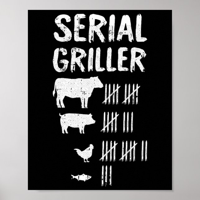 Serial Griller Fars dag Funny Grilling Grill Bb Poster (Framsidan)