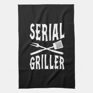 Serial Griller Funny BBQ Humor Gift Barbecue Älska Kökshandduk