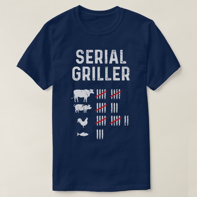 Serial Griller Funny BBQ Master Grill Pun Grilling T Shirt (Design framsida)