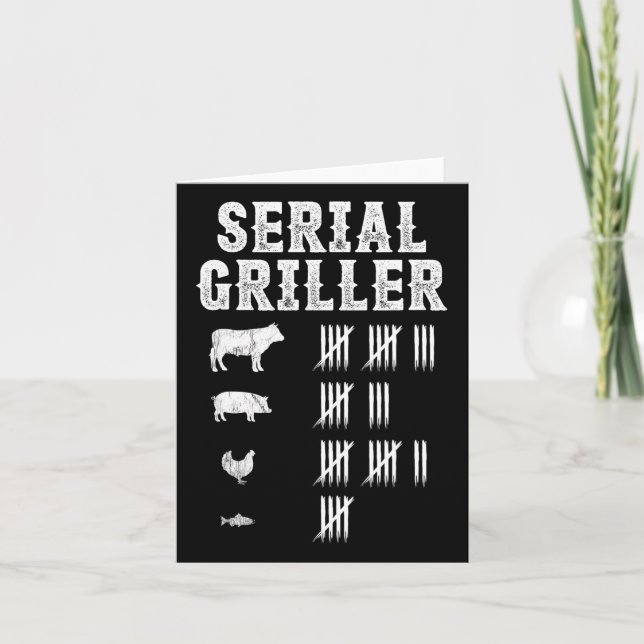 Serial Griller Funny Grilling Grill Bbq Master Rol Kort (Framsida)