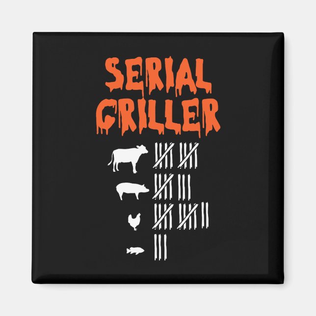 Serial Griller Lazy Halloween Costume Funny Bbq Ch Magnet (Framsidan)