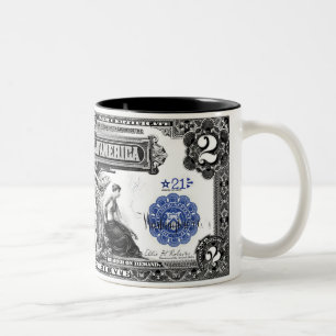 Serie av 1899 2 dollar silvercertifikatmugg Två-Tonad mugg