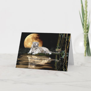 Serie av hotade arter med WHITE TIGER Helgkort